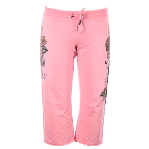 HTF: Lucky Brand ☘︎︎ Tattoo Skull Los Angeles Cropped Sweatpants ☘︎︎ Pink Ombre - Picture 14 of 17